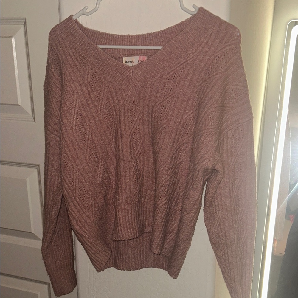 Womens mauve v-neck sweater